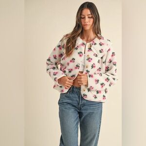MARBLE Floral Dream Peter Pan Sherpa Jacket